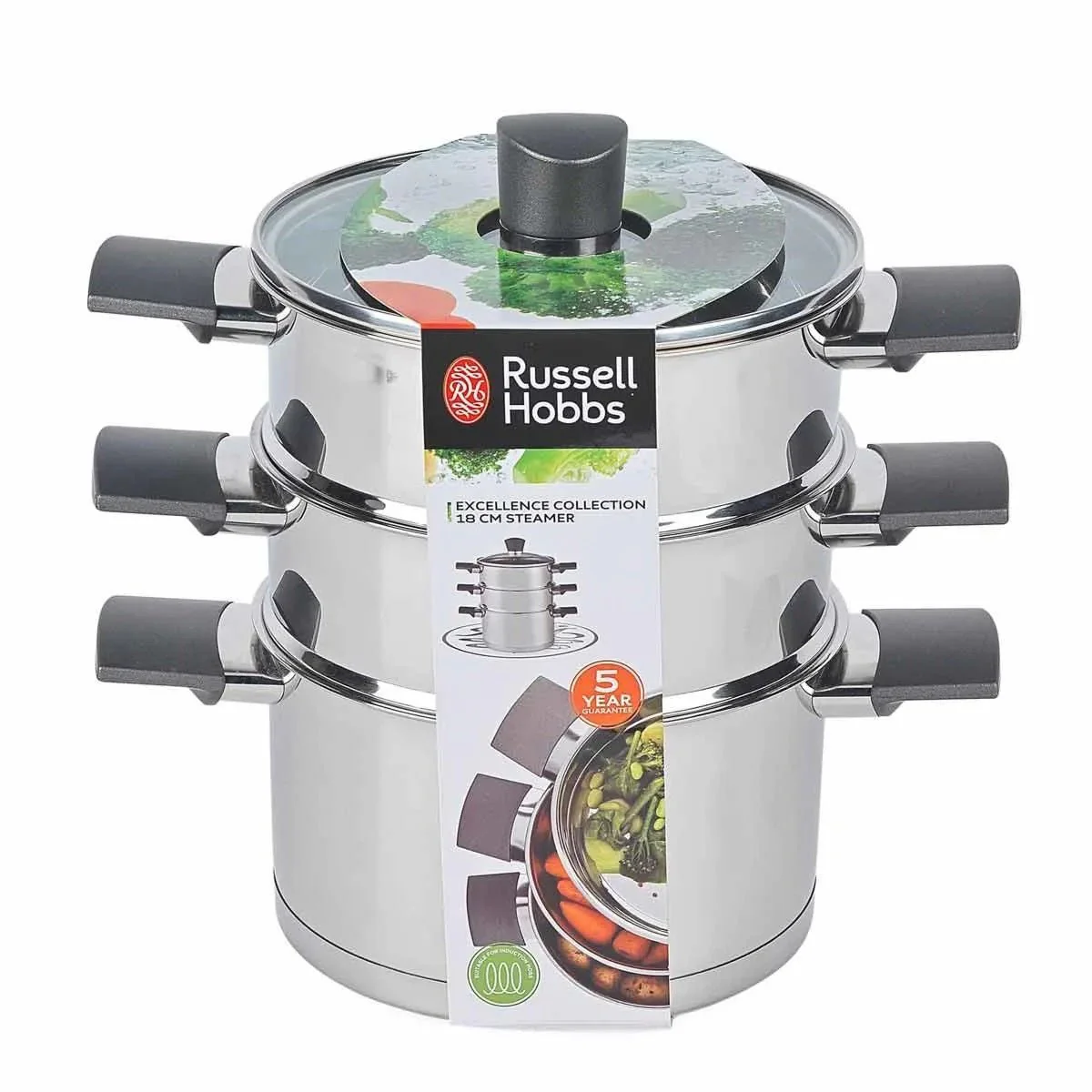 Russell Hobbs Excellence Collection 18cm Steamer With Tempered Glass Lid - Image 5