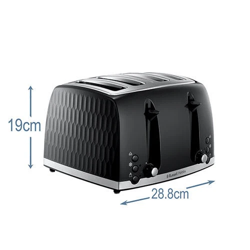 Russell Hobbs Honeycomb 4 Slice Black Toaster 26071 - Image 6