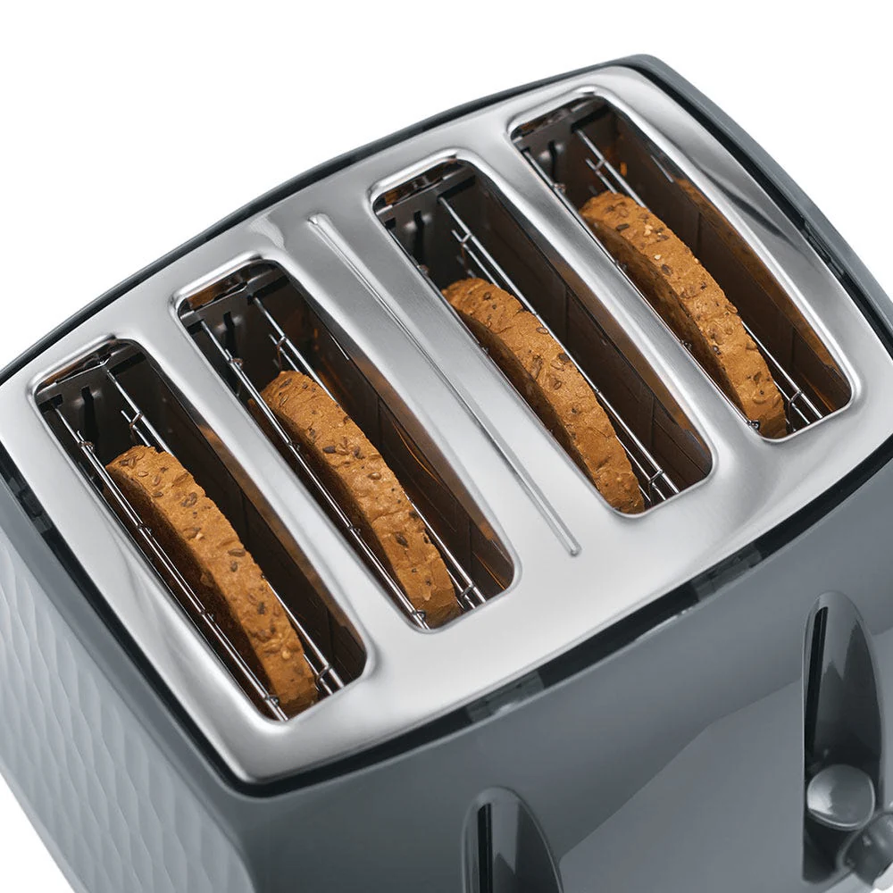 Russell Hobbs Honeycomb 4 Slice Grey Toaster 26073 - Image 2