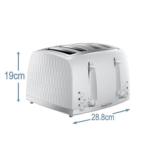 Russell Hobbs Honeycomb 4 Slice White Toaster 26070 - Image 6