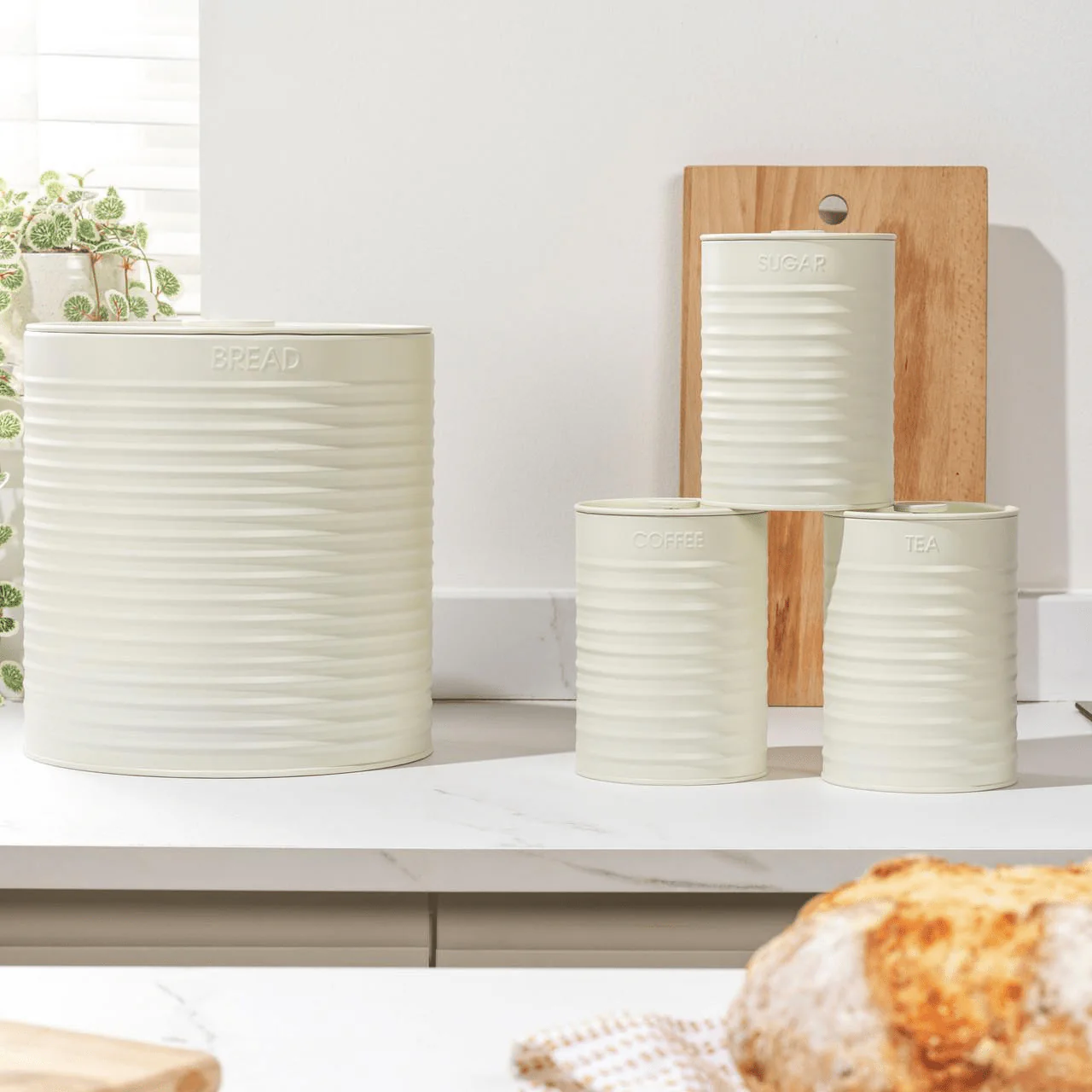 Russell Hobbs Ribbed 4-Piece Countertop Set - Cream - Image 2