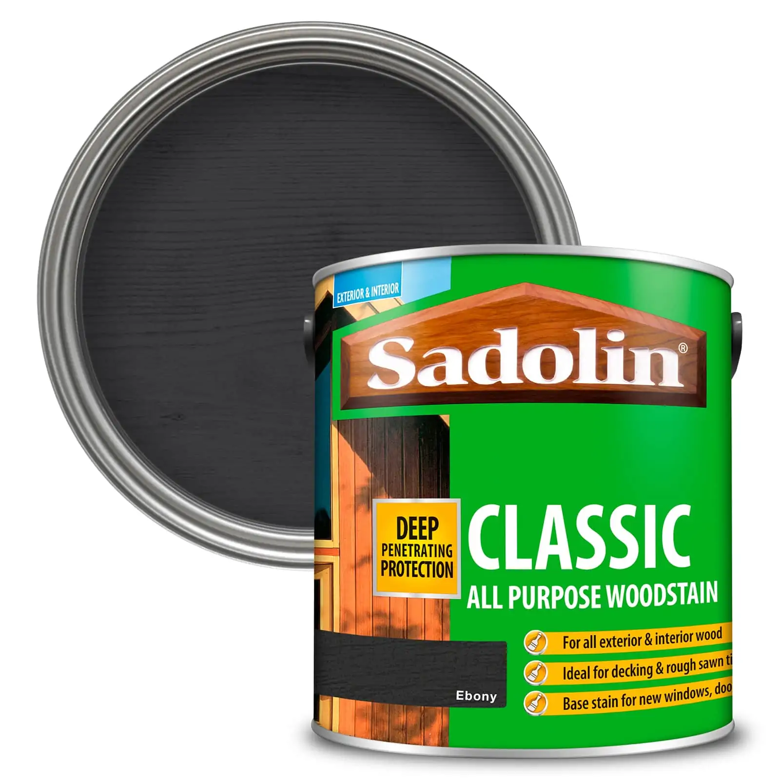 Sadolin Woodstain Classic Colours Woodstain - 2.5 Litre Ebony - Image 2