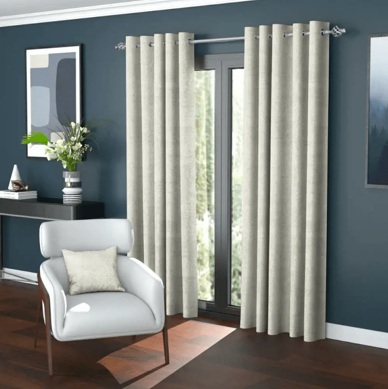 Sahara Parchment Polar Fleece Eyelet Curtains 66" x 90" - Image 2