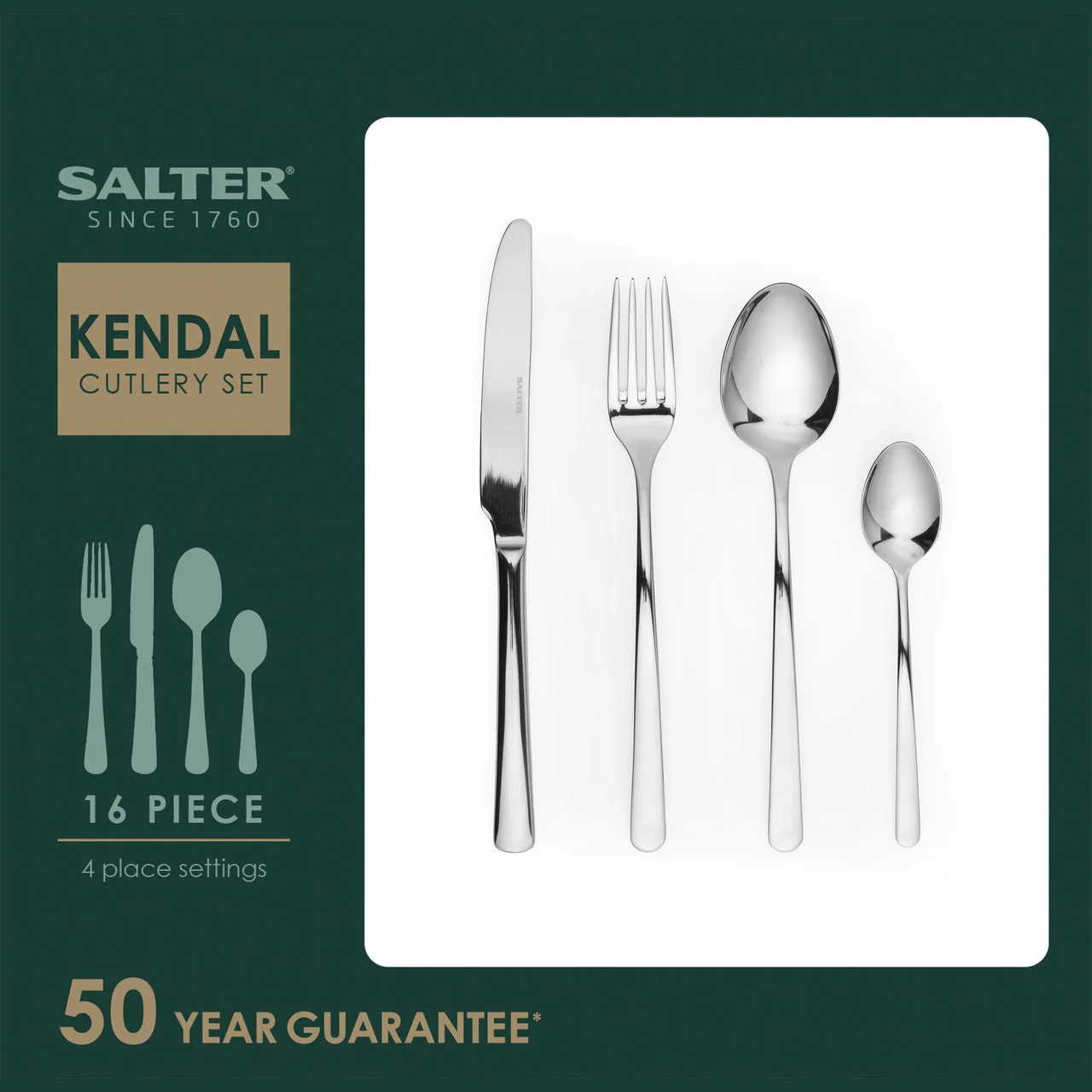 Salter 16 Piece Kendal Stainless Steel Cutlery Set - Image 2