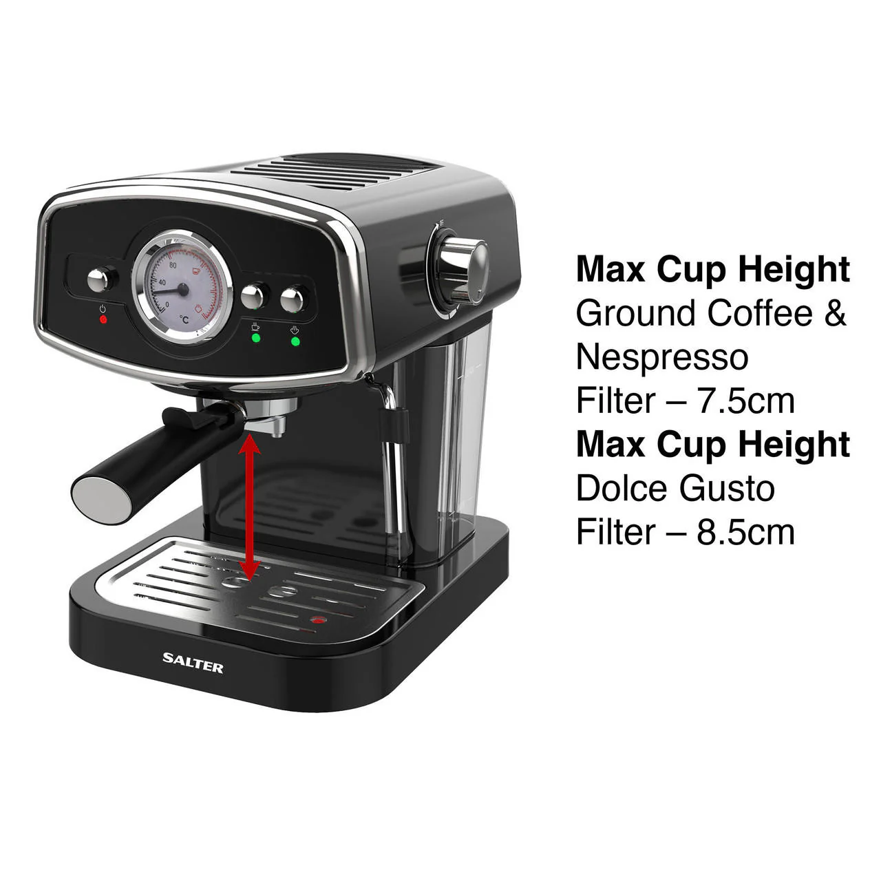 Salter 3 In 1 Barista Deluxe Coffee Machine with Milk Frothing Wand - Image 5