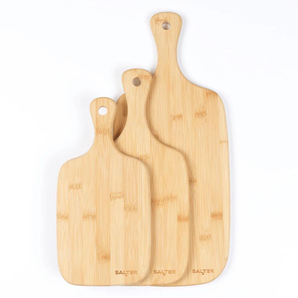 Salter 3-Piece Bamboo Paddle Chopping Board Set