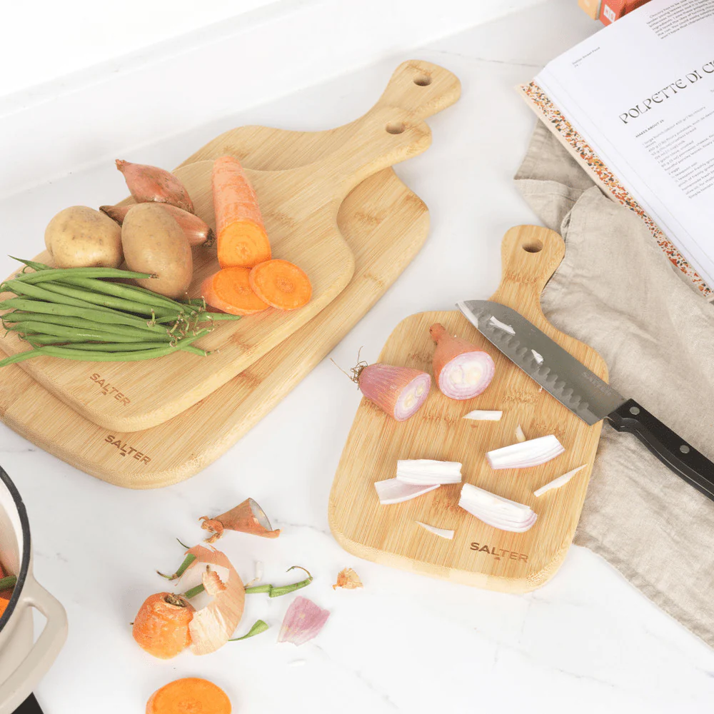 Salter 3-Piece Bamboo Paddle Chopping Board Set - Image 3