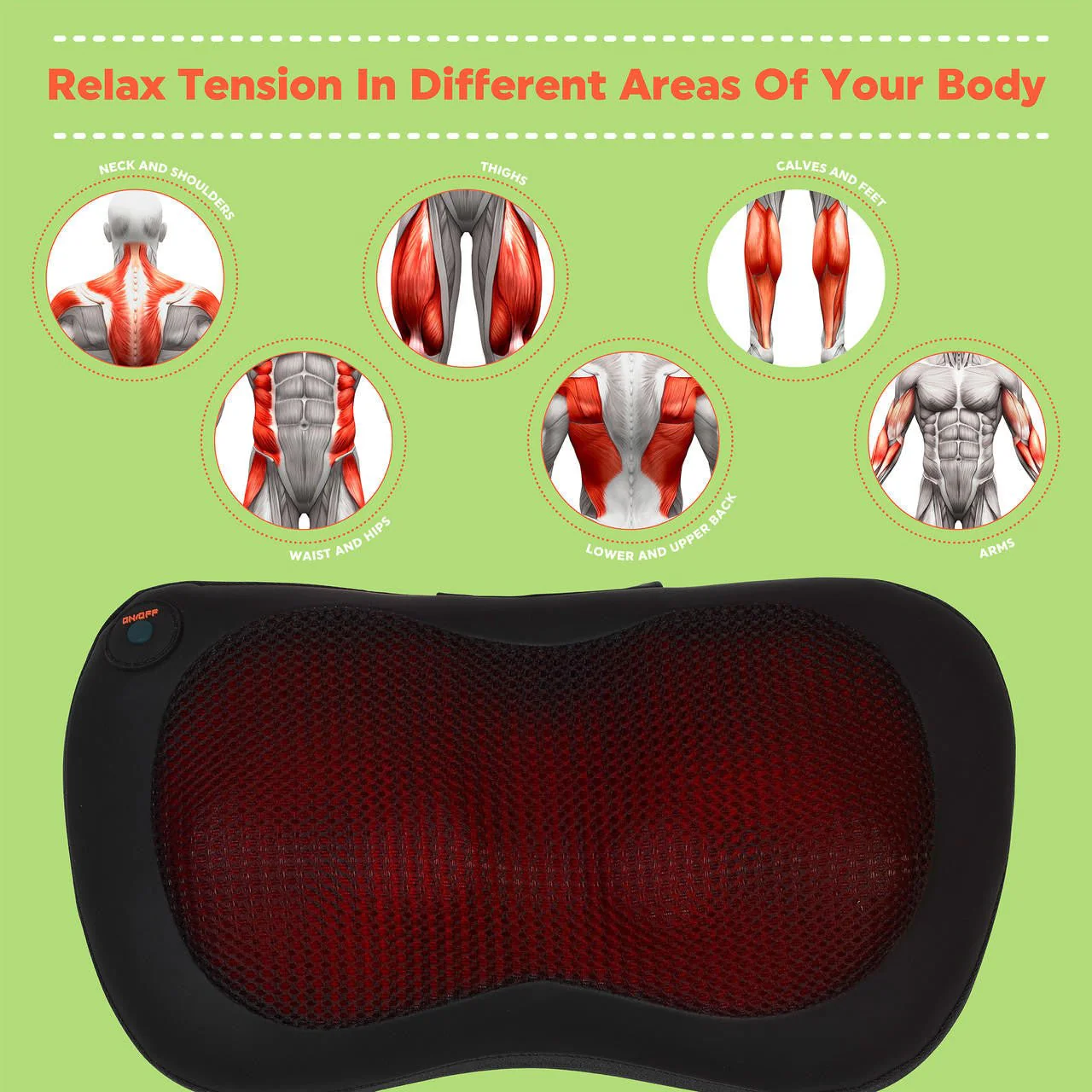 Salter Deep Kneading Soothing Heat Shiatsu Massage Pillow - Image 6