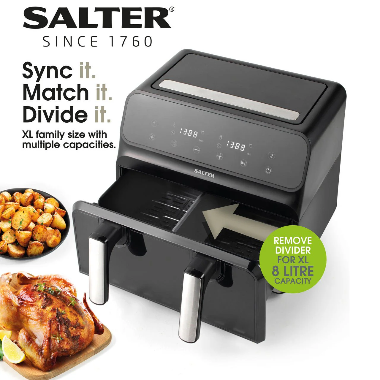 Salter Fuzion Dual Air Fryer - 8L - Image 3