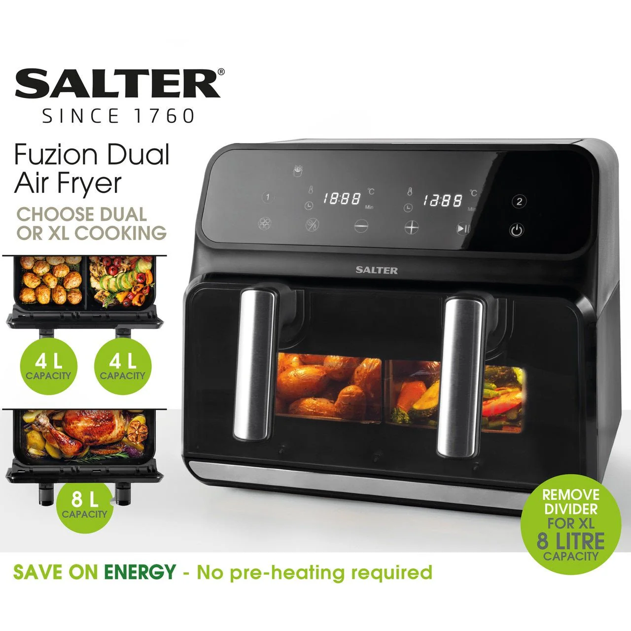 Salter Fuzion Dual Air Fryer - 8L - Image 6