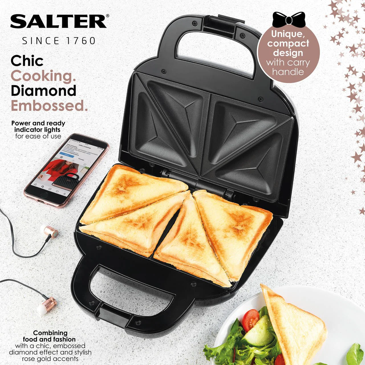 Salter Handbag Style Non-Stick Toastie Maker/Sandwich Toaster 750 W - Image 2