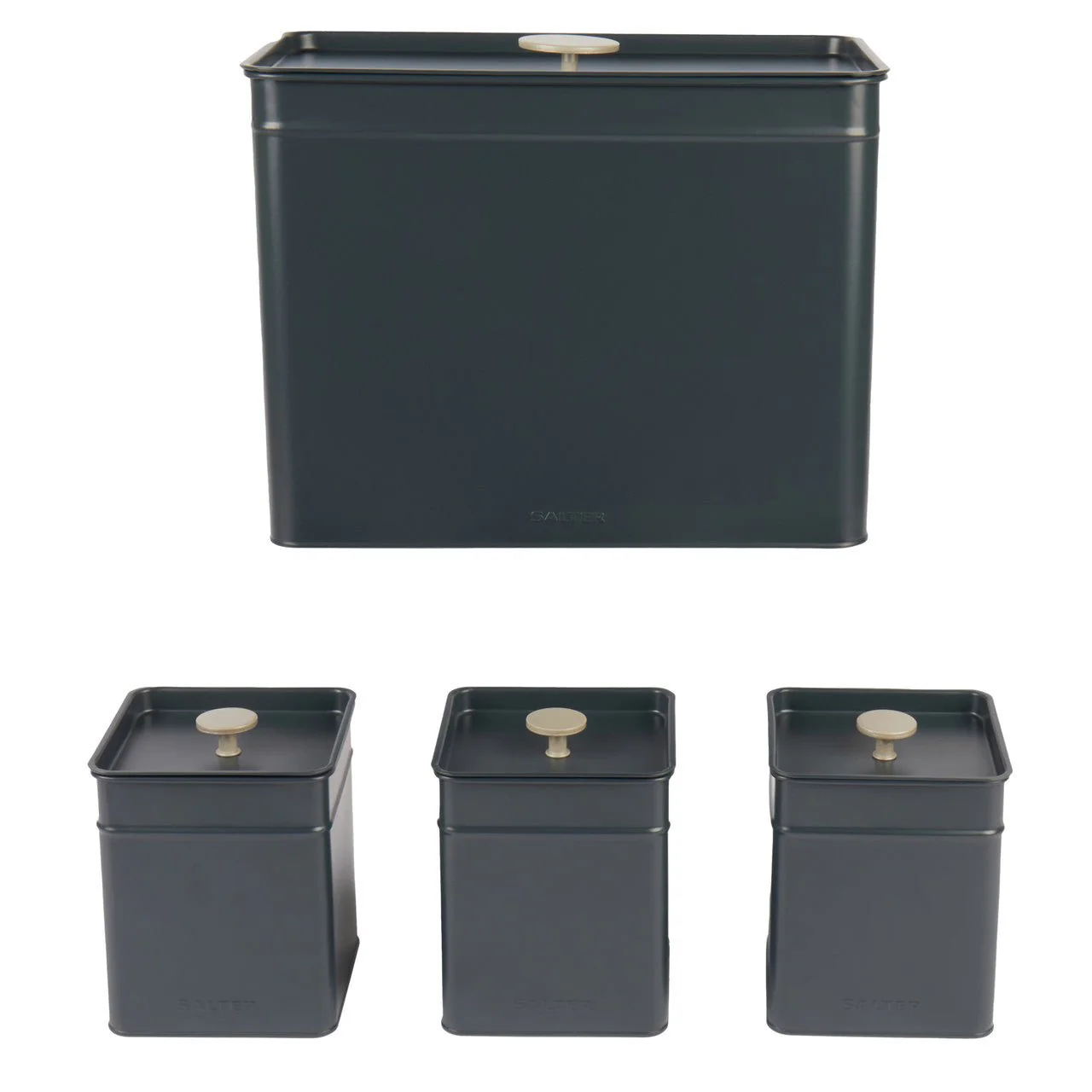 Salter Marino 4pc Bread Bin & Canister Set - Blue/Grey