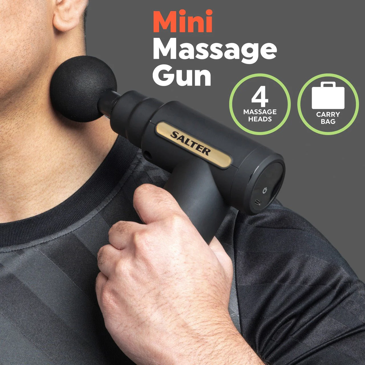 Salter Mini Electric Massage Gun - Black - Image 4