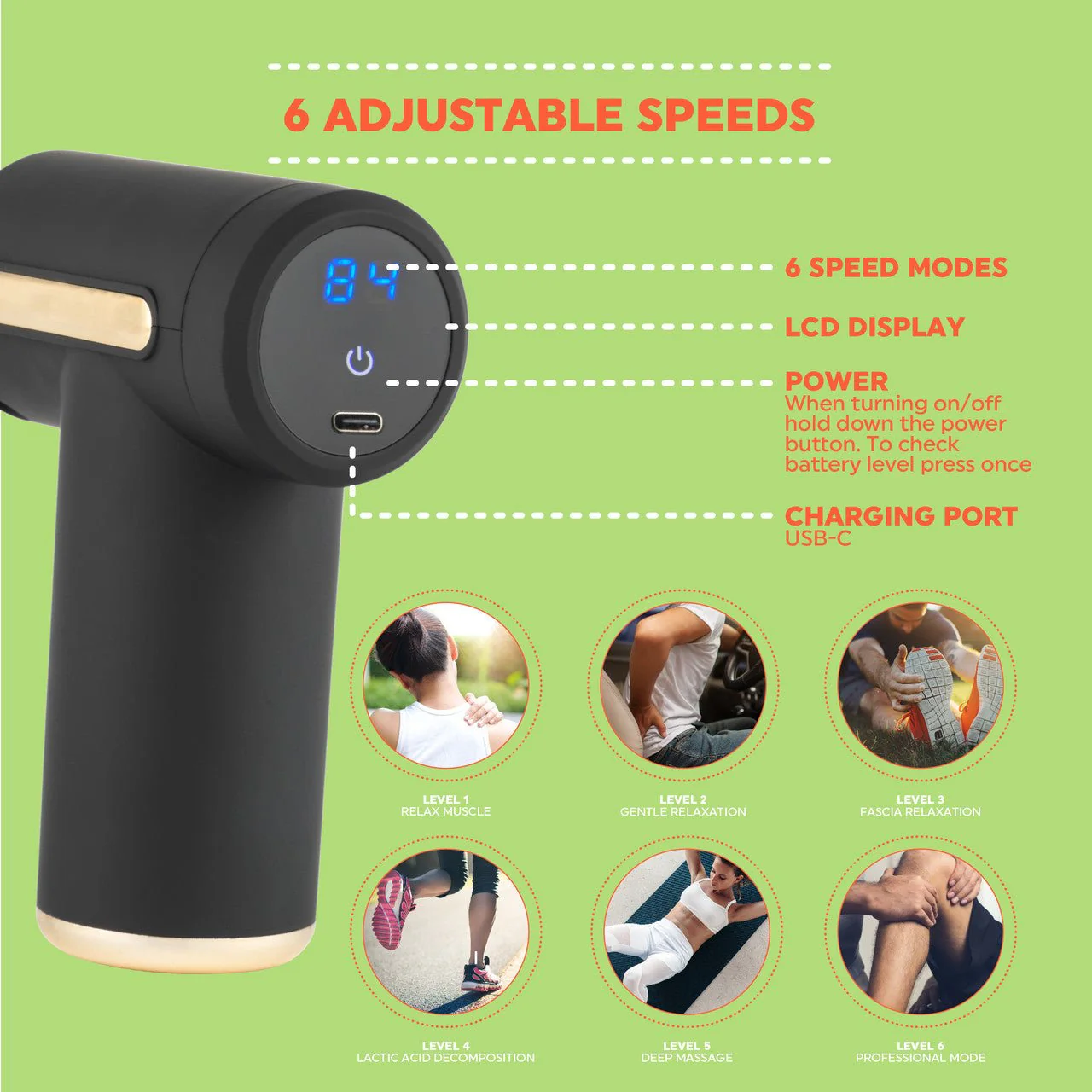 Salter Mini Electric Massage Gun - Black - Image 5