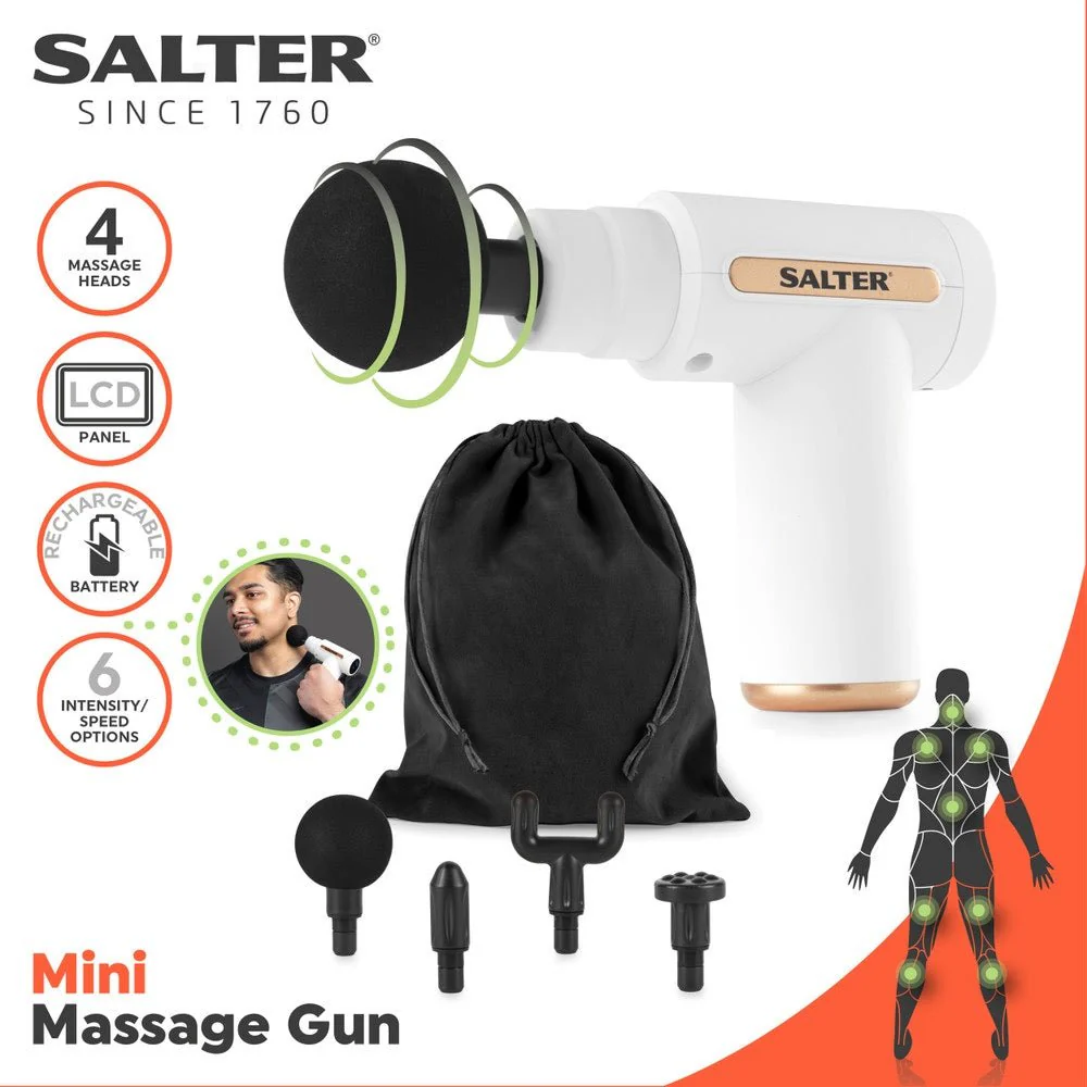 Salter Mini Electric Massage Gun - White - Image 3