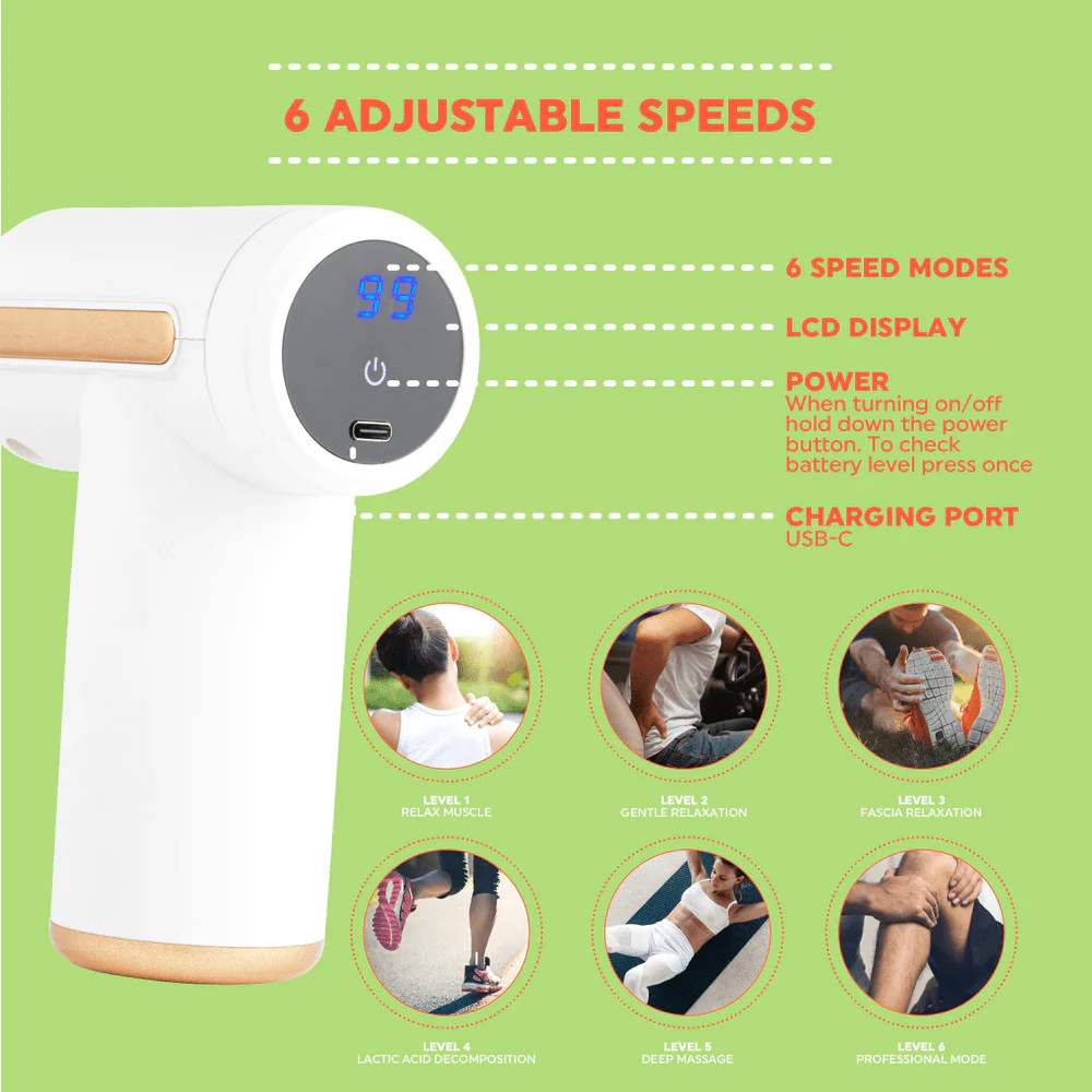 Salter Mini Electric Massage Gun - White - Image 4