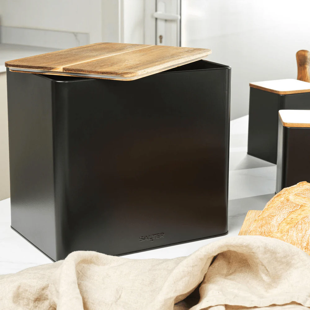 Salter Toronto Bread Bin – Black/Wooden - Image 2