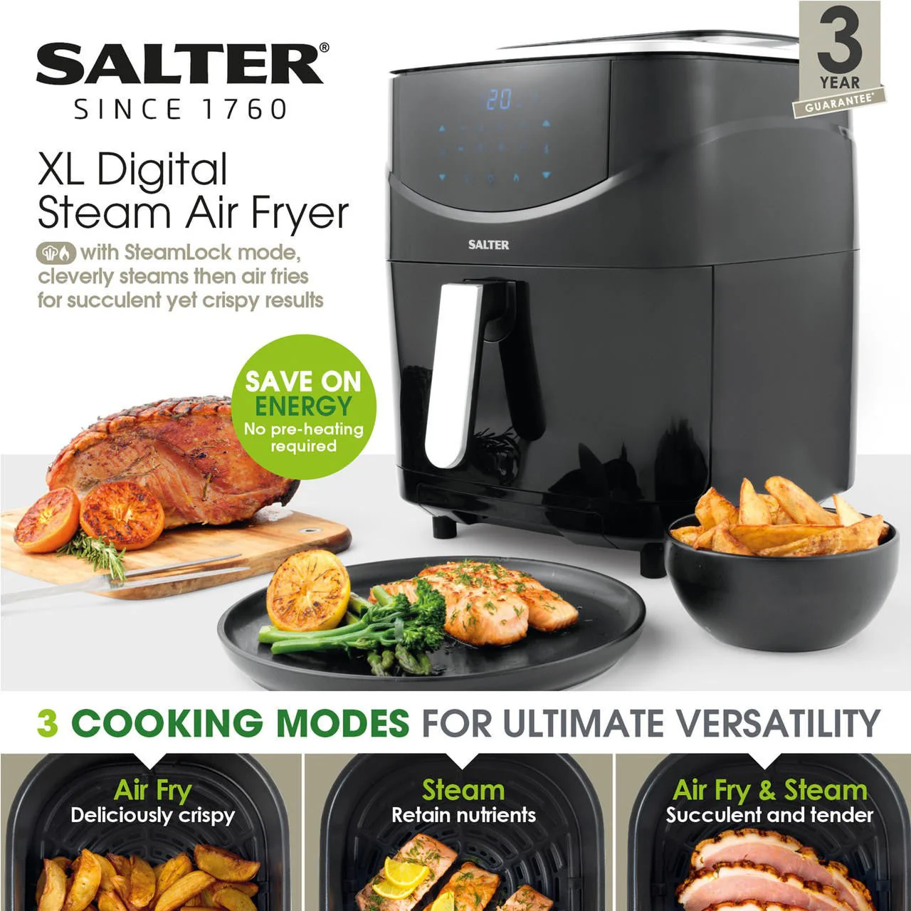 Salter XL Digital Steamer & Air Fryer 6.5L Capacity 1700W - Image 11