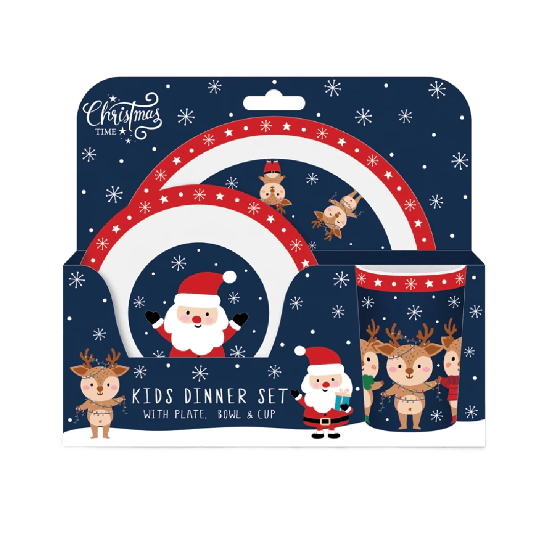 Santa & Friends Children's 3pc Christmas Dinner Set
