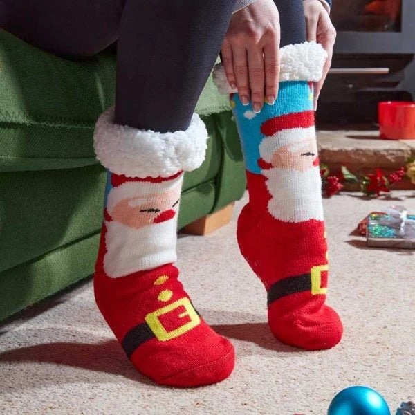 Santa Slipper Socks - Adult One-Size