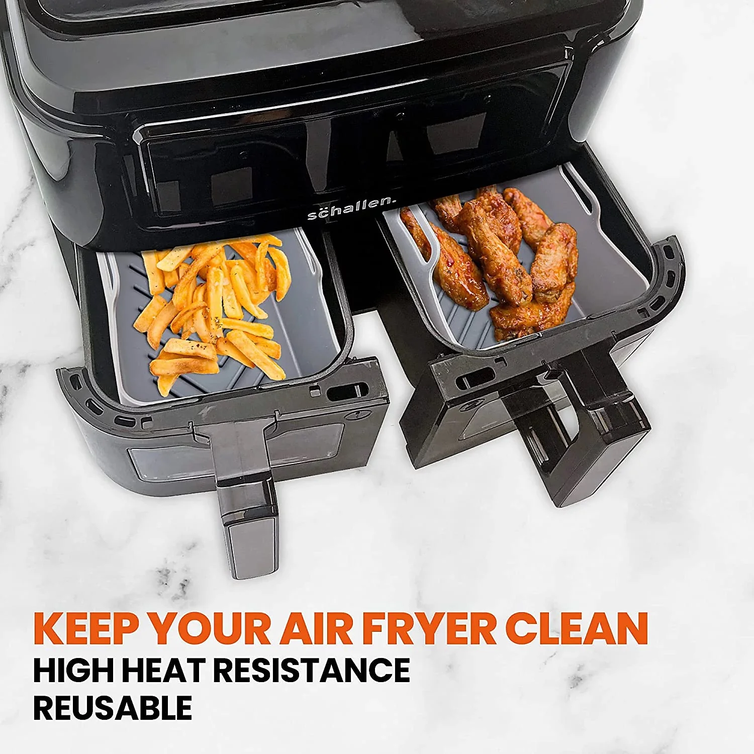 Schallen Rectangular Silicone Air Fryer Liner - 2 Pack - Image 3