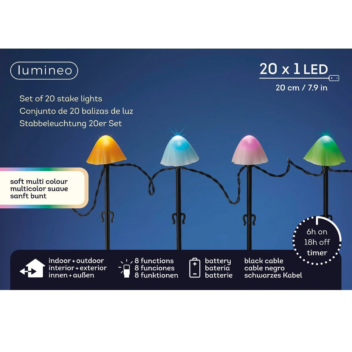 Set of 20 Battery Operated LED Garden Stake Light with Twinkle Effect - Multi Colour - Image 3