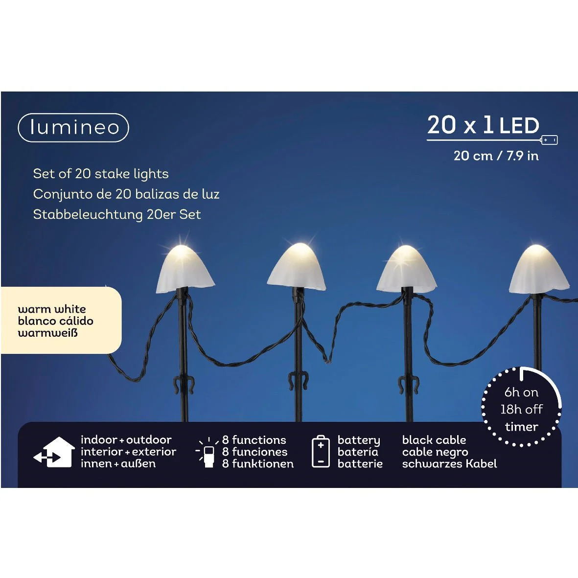 Set of 20 Battery Operated LED Garden Stake Light with Twinkle Effect - White - Image 3