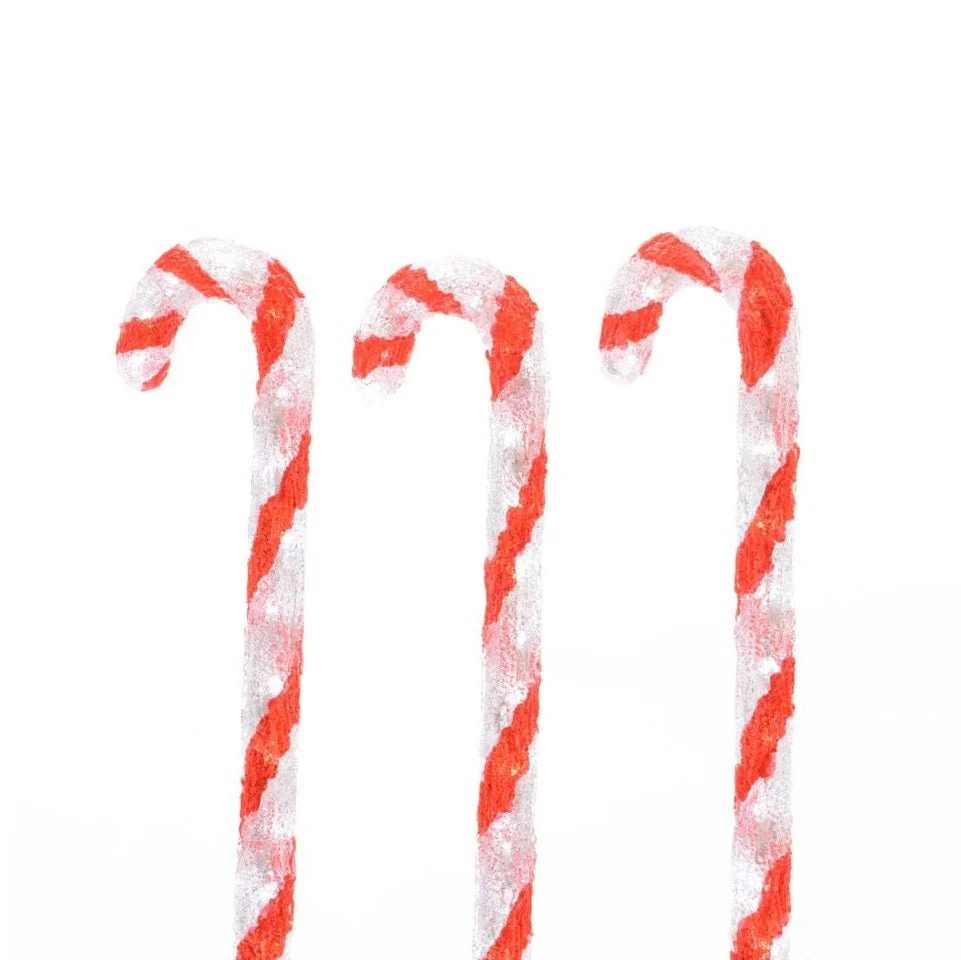 Set of 3 60cm Acrylic LED Candycanes 90LED