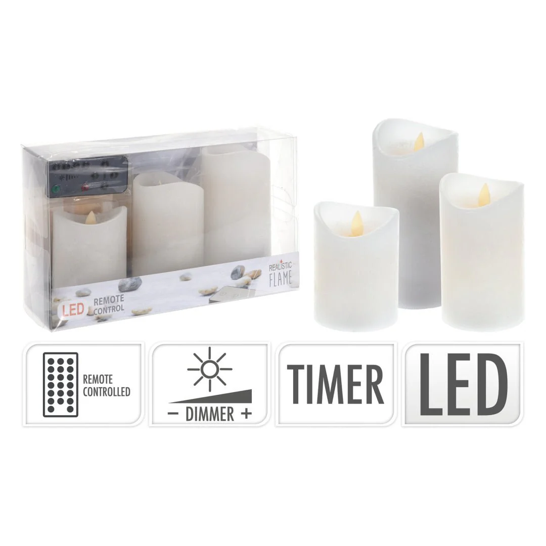 Set of 3 Remote Control LED Candles