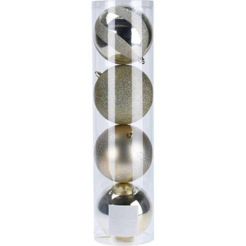 Set of 4 Gold Baubles 12cm