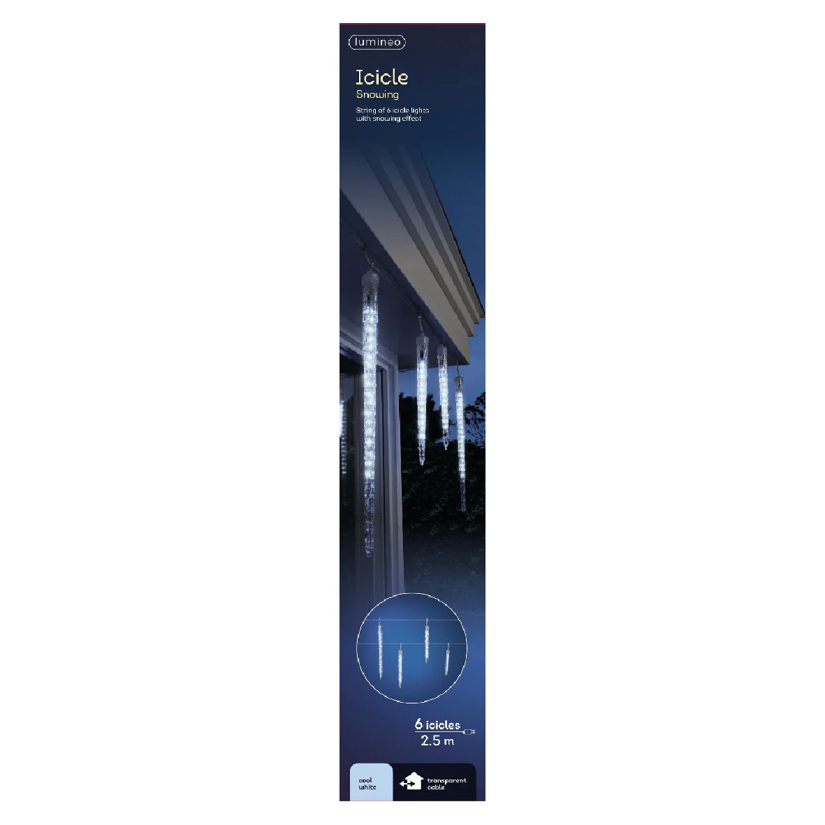 Set of 6 Christmas Icicle Lights - White LEDs - Image 2