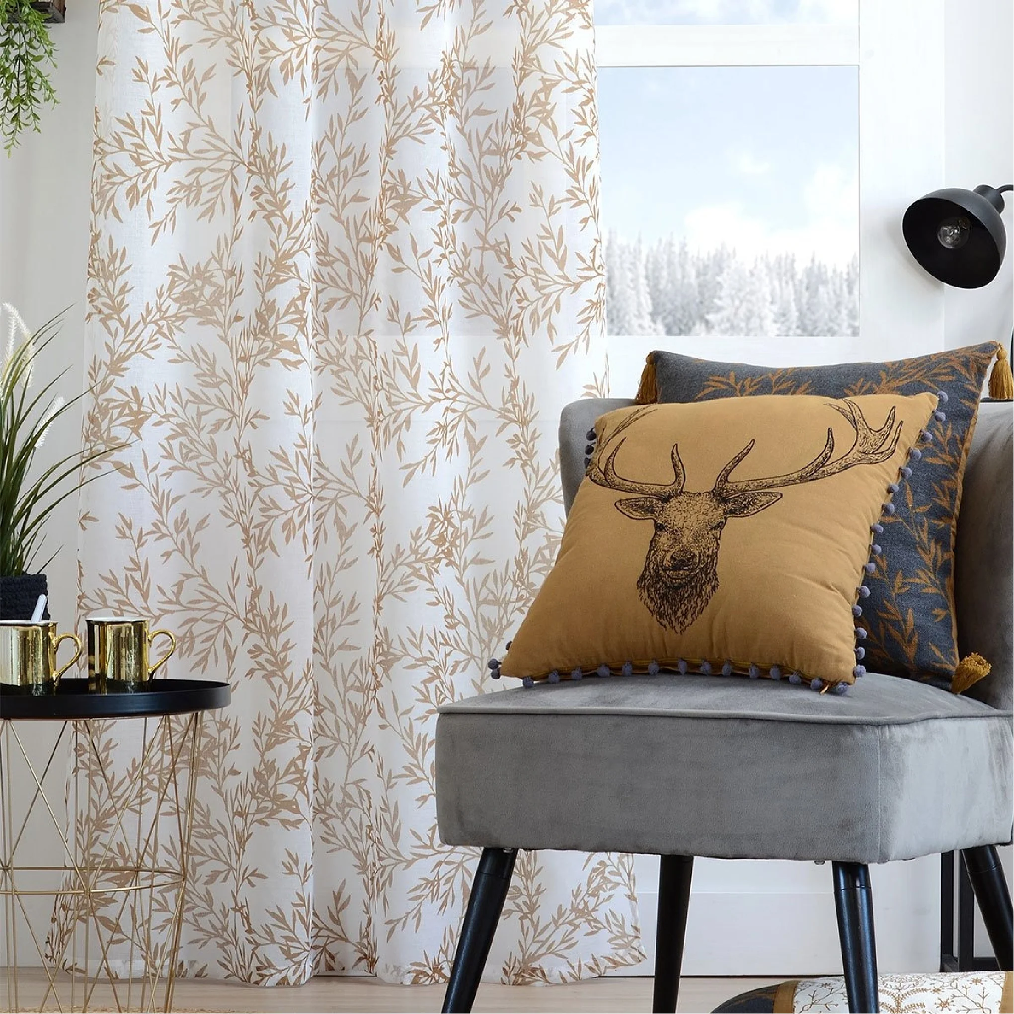 Sheer Curtain Goldy Gold 135 x 260cm - Image 3