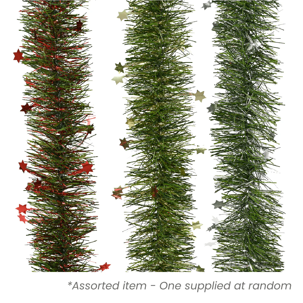 Shiny Tinsel Garland PVC 2m Assorted - One Supplied*