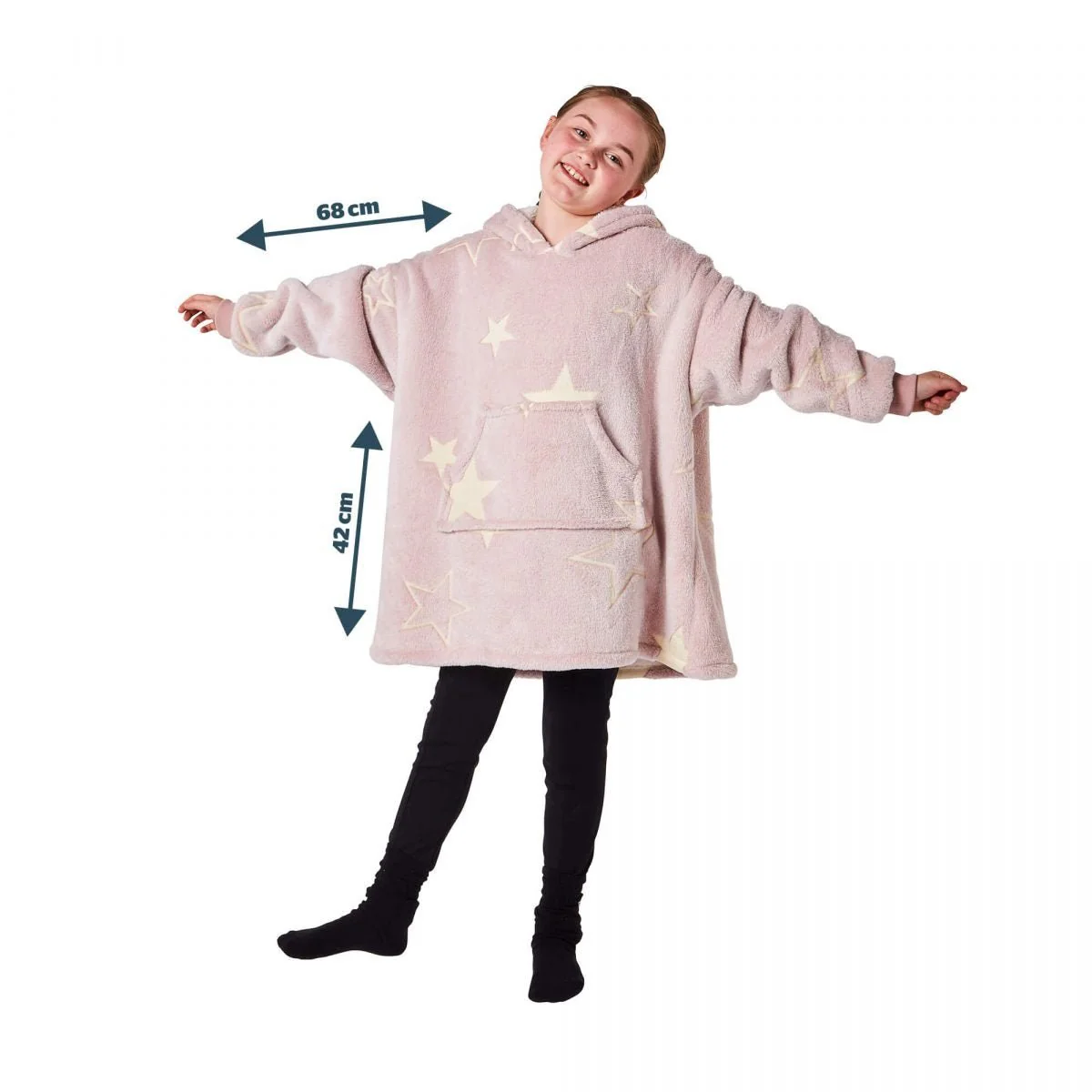 Silentnight Glow In The Dark Oversized Kids Hoodie Blush - Image 5