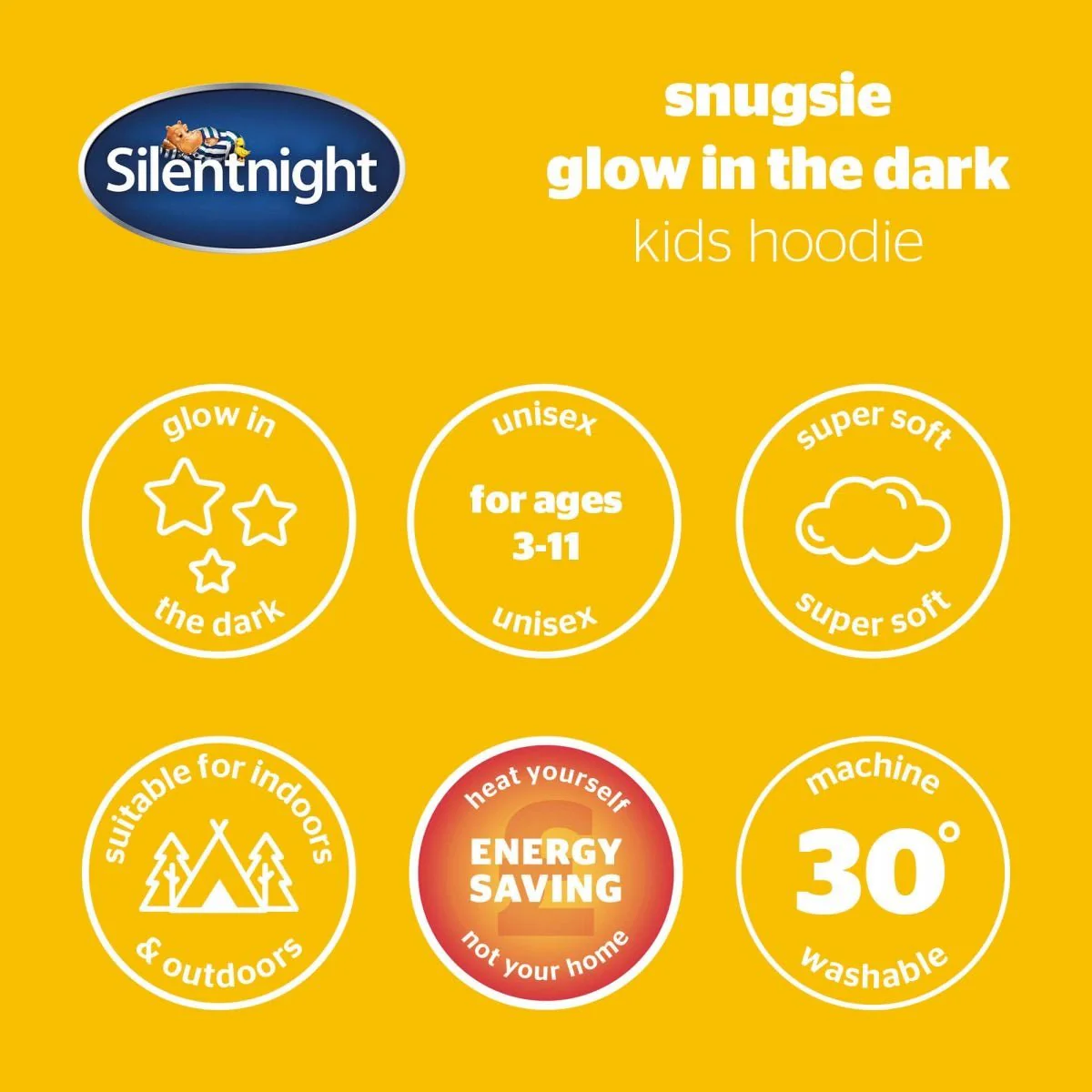 Silentnight Glow In The Dark Oversized Kids Hoodie Blush - Image 6