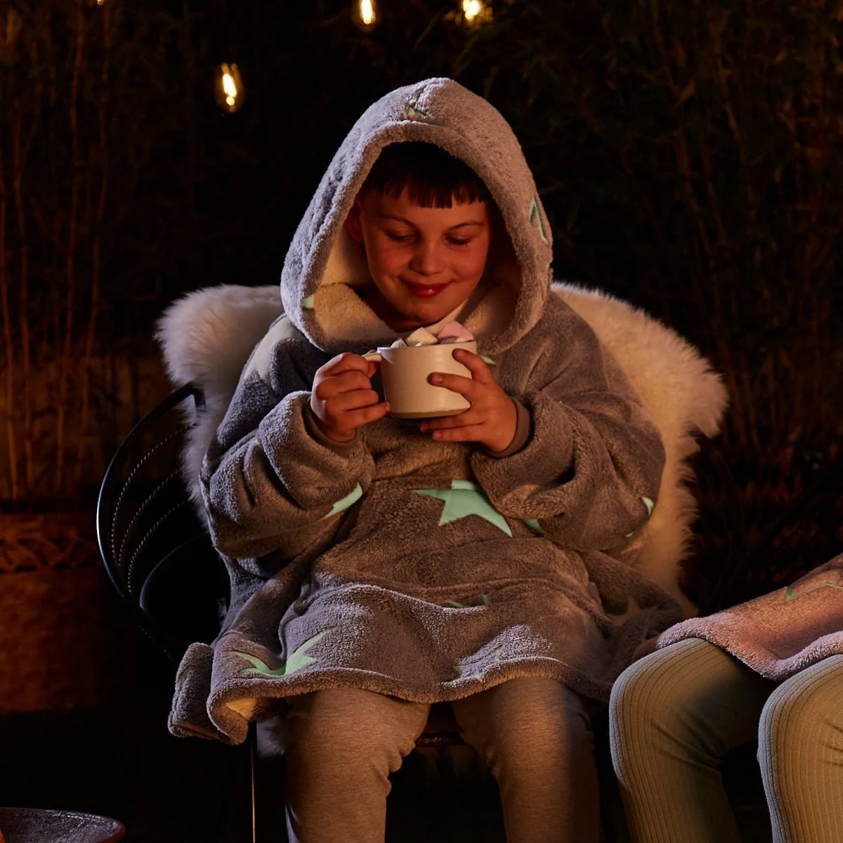 Silentnight Glow In The Dark Oversized Kids Hoodie Denim - Image 2