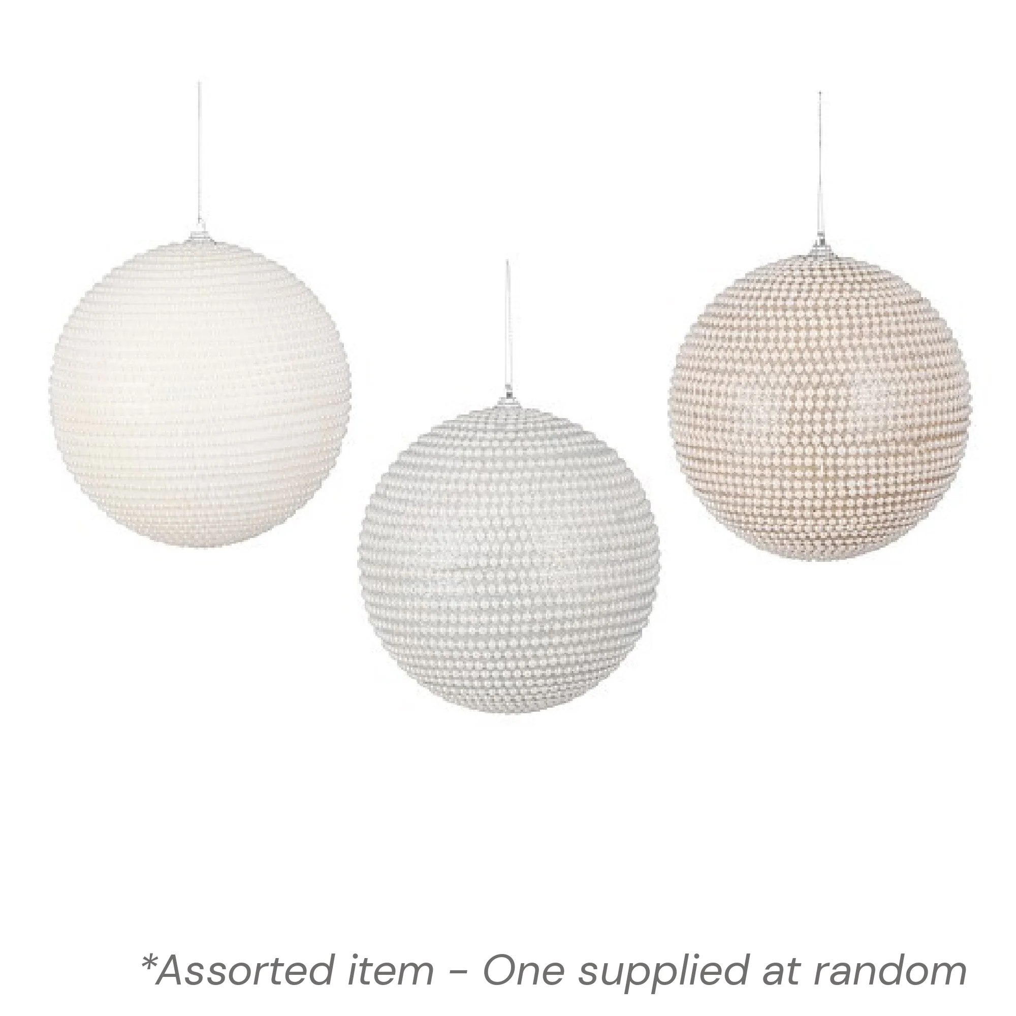 Silver Champagne Bead Effect Bauble 15 x 15cm Assorted - One Supplied*