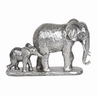 Silver Elephant Family Ornament 28x18cm