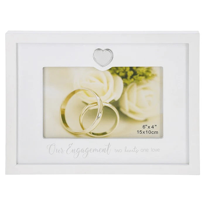 Silver Heart Frame Engagement 6x4