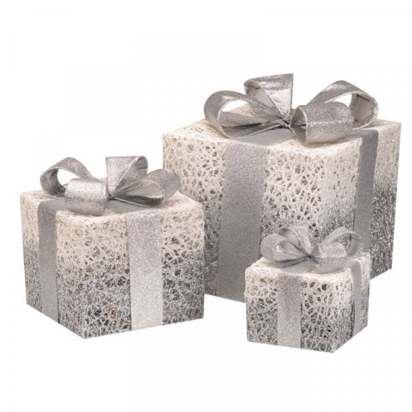 Silver Sparkly Faux Gift Boxes - Set of 3 - Image 2