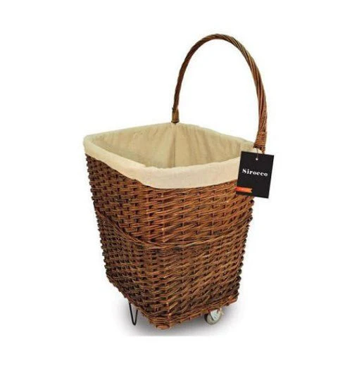 Sirocco large Natural Wicker Firelog Cart Wheels