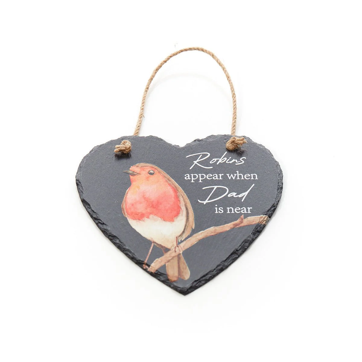 Slate Robin Heart Hanger Robins Appear When Dad Is Near - Image 2