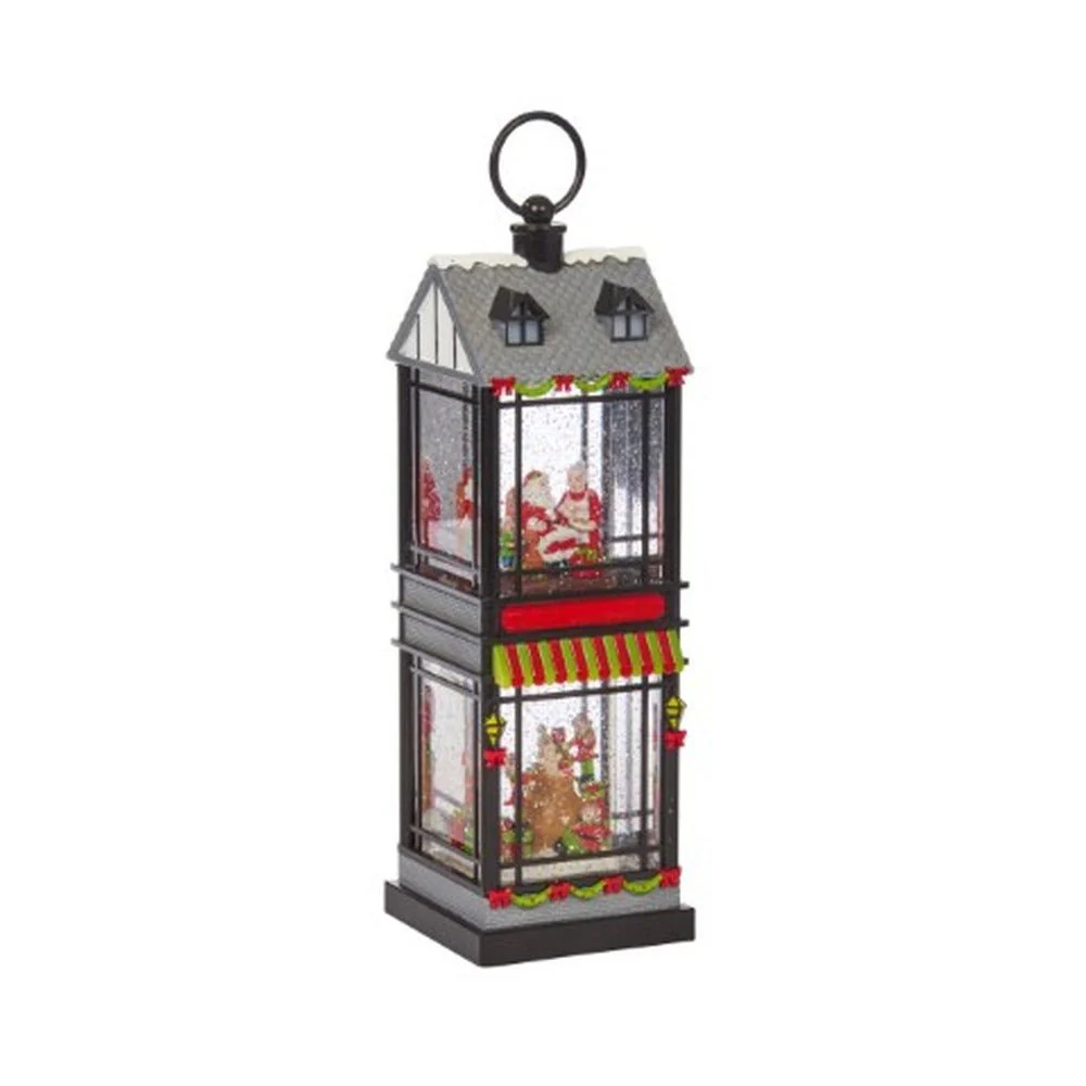 Snow Swirl Santa'S Home Lantern