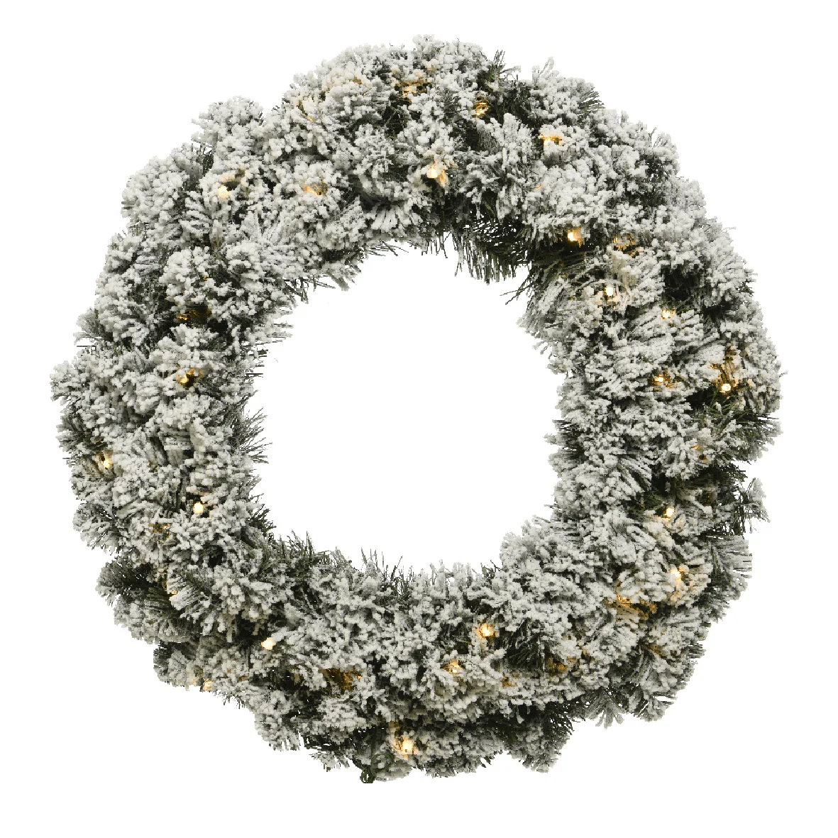 Snowy Christmas Wreath with 50 Warm White LEDS 60cm