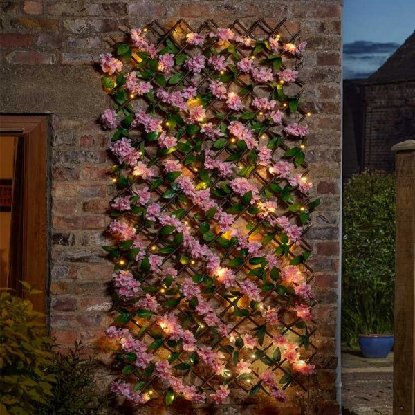 Solar In-Lit Pink Blossom 180 x 60cm Trellis