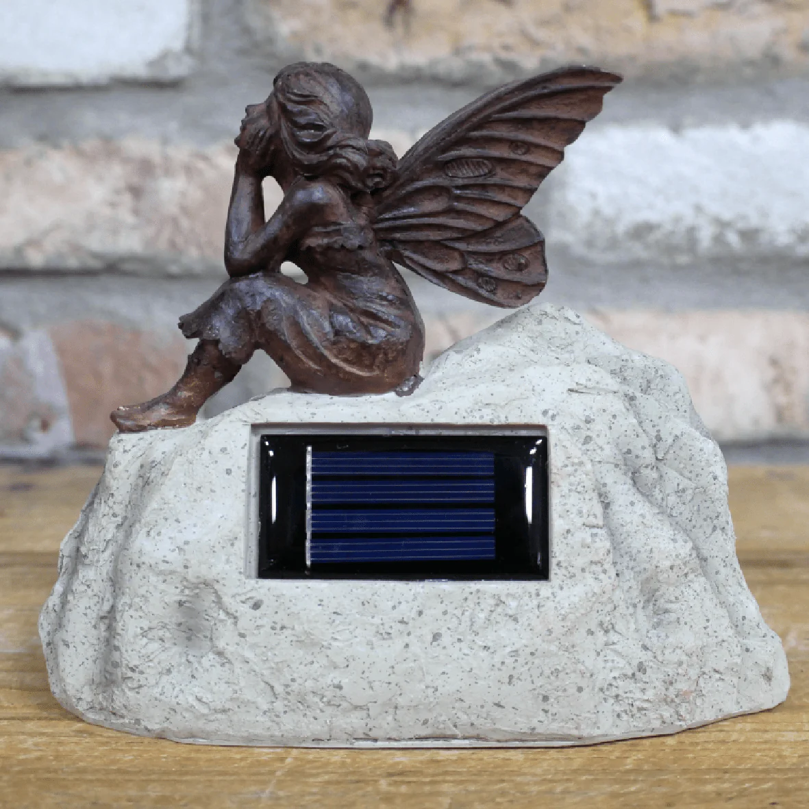 Solar Powered Fairy On Stone 14cm - Image 2