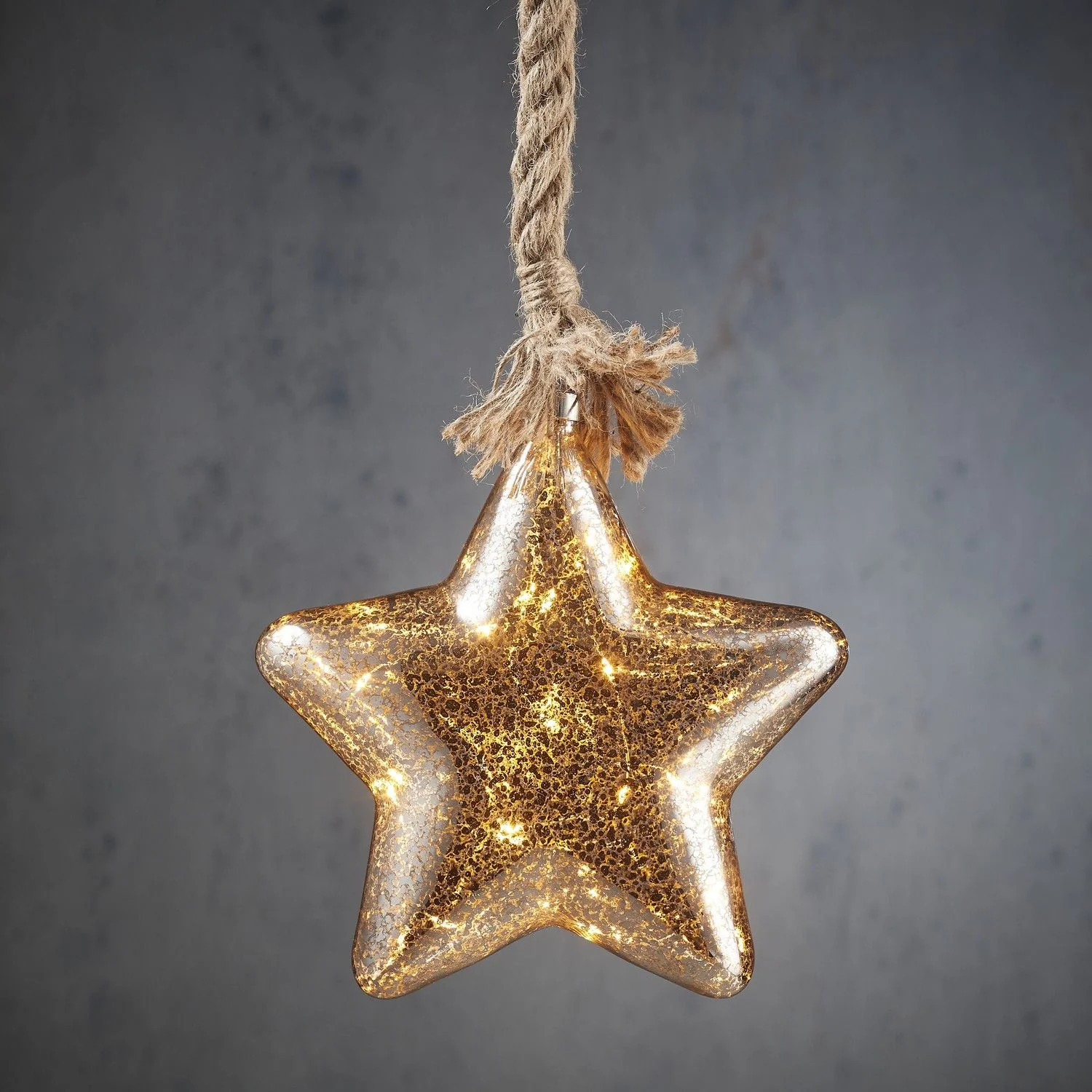Star on Rope Christmas Lighting with 15 LED Lights - H100 x Ø20 cm