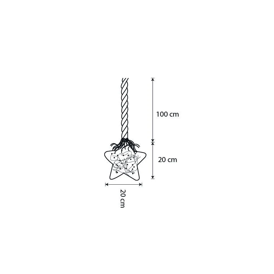 Star on Rope Christmas Lighting with 15 LED Lights - H100 x Ø20 cm - Image 3