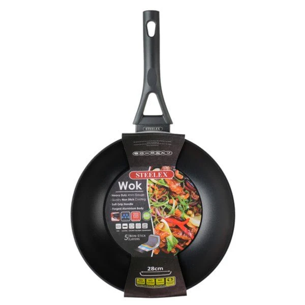 Steelex 28cm Non-Stick Wok w/Induction - Image 2