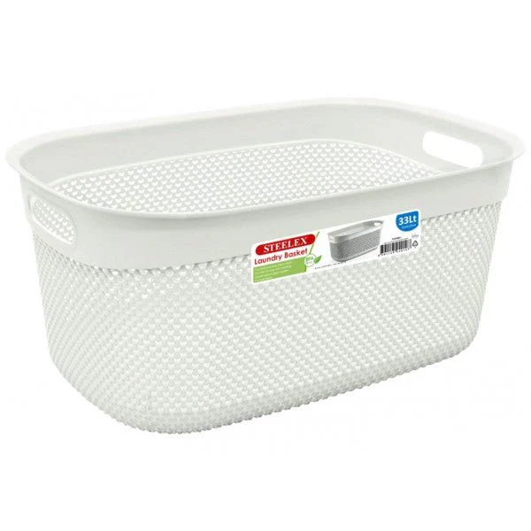 Steelex Cream Oblong Laundry Basket 55cm/33Lt